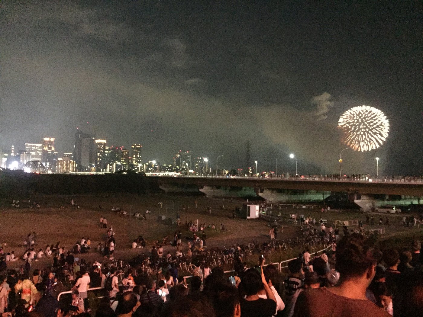 A Japanese summer fireworks festival