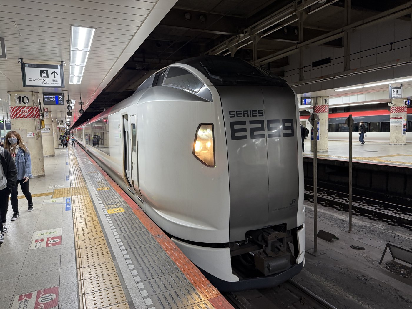 The Narita Express at a Tokyo station platform