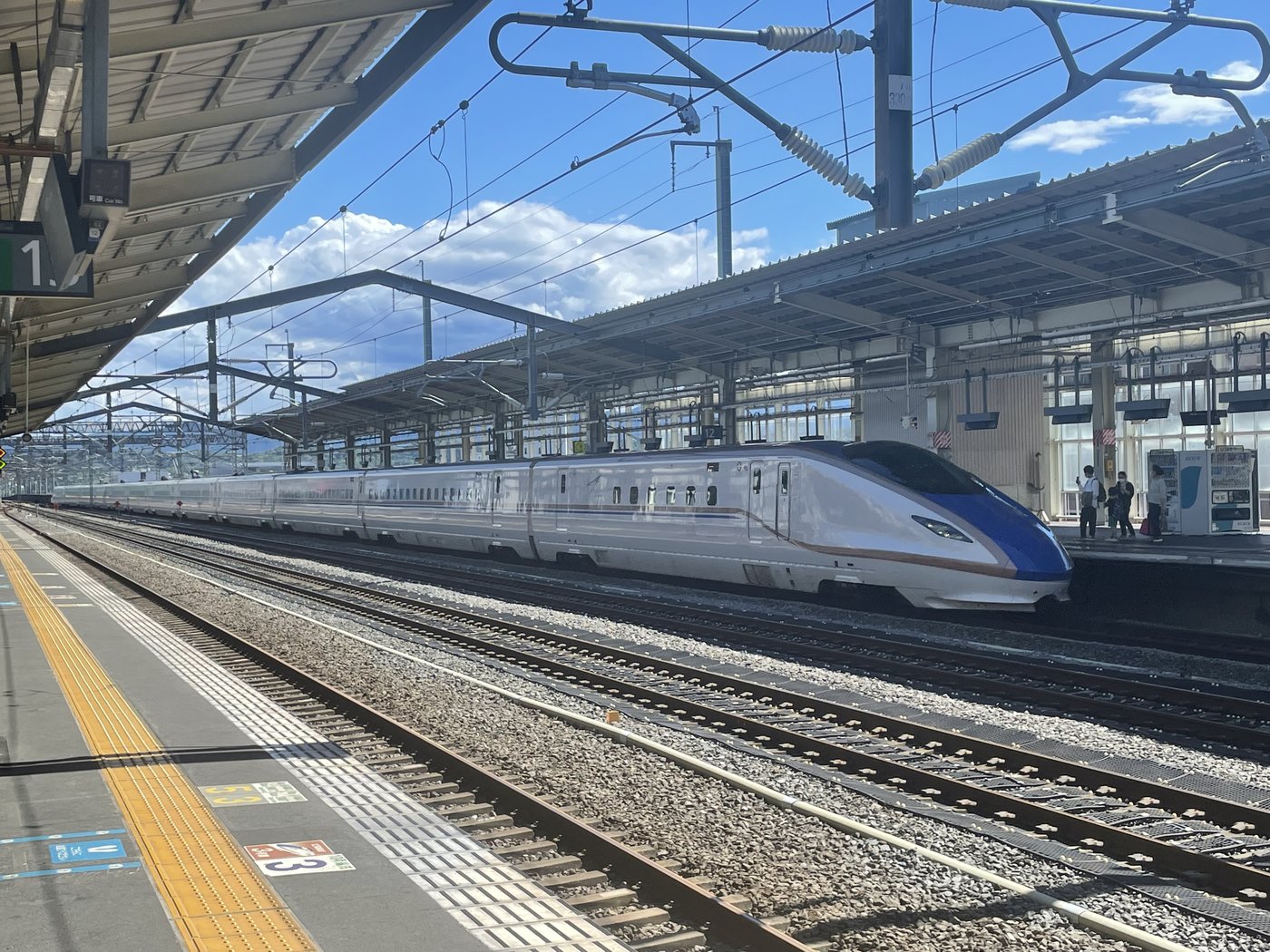 A Shinkansen bullet train at the platform