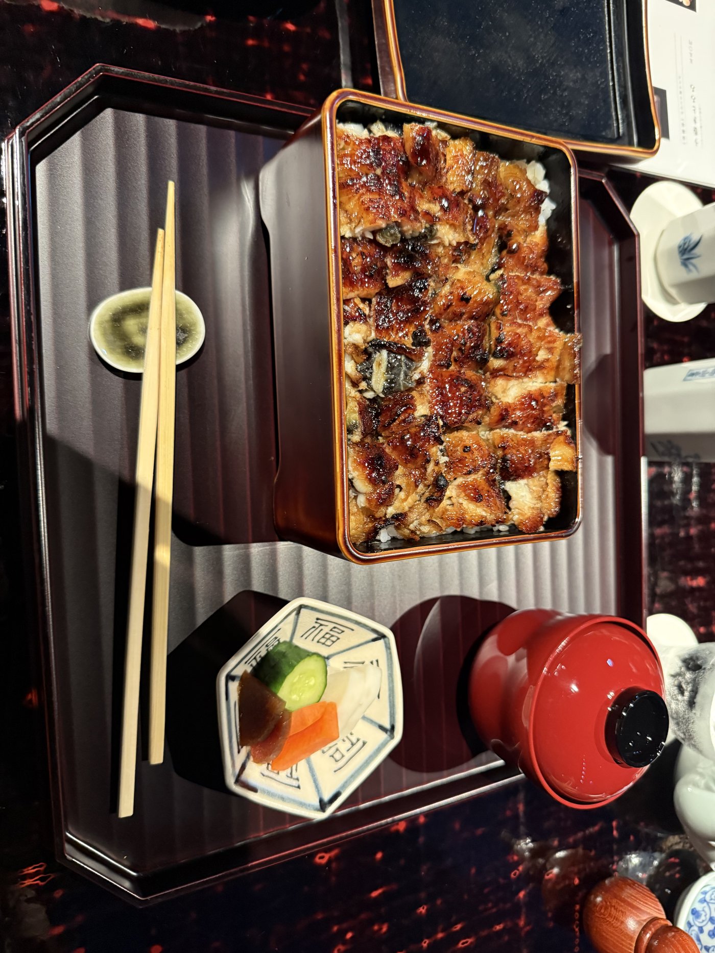 An unagi (grilled eel) meal