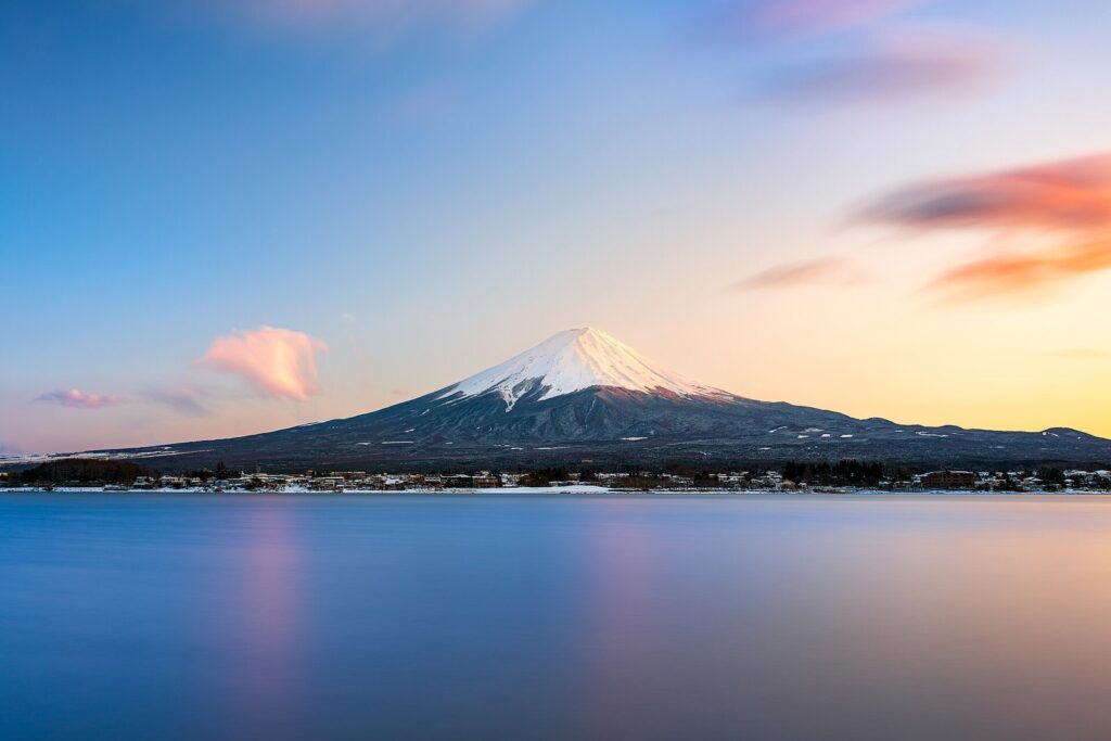 Mount Fuji at sunset, March 2025